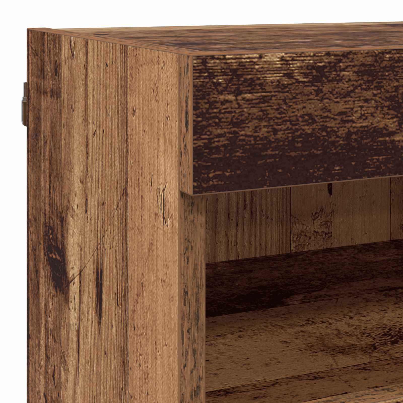 Tv vægskab sæt Vægmonteret 7 pcs Gammelt træ Konstrueret træ