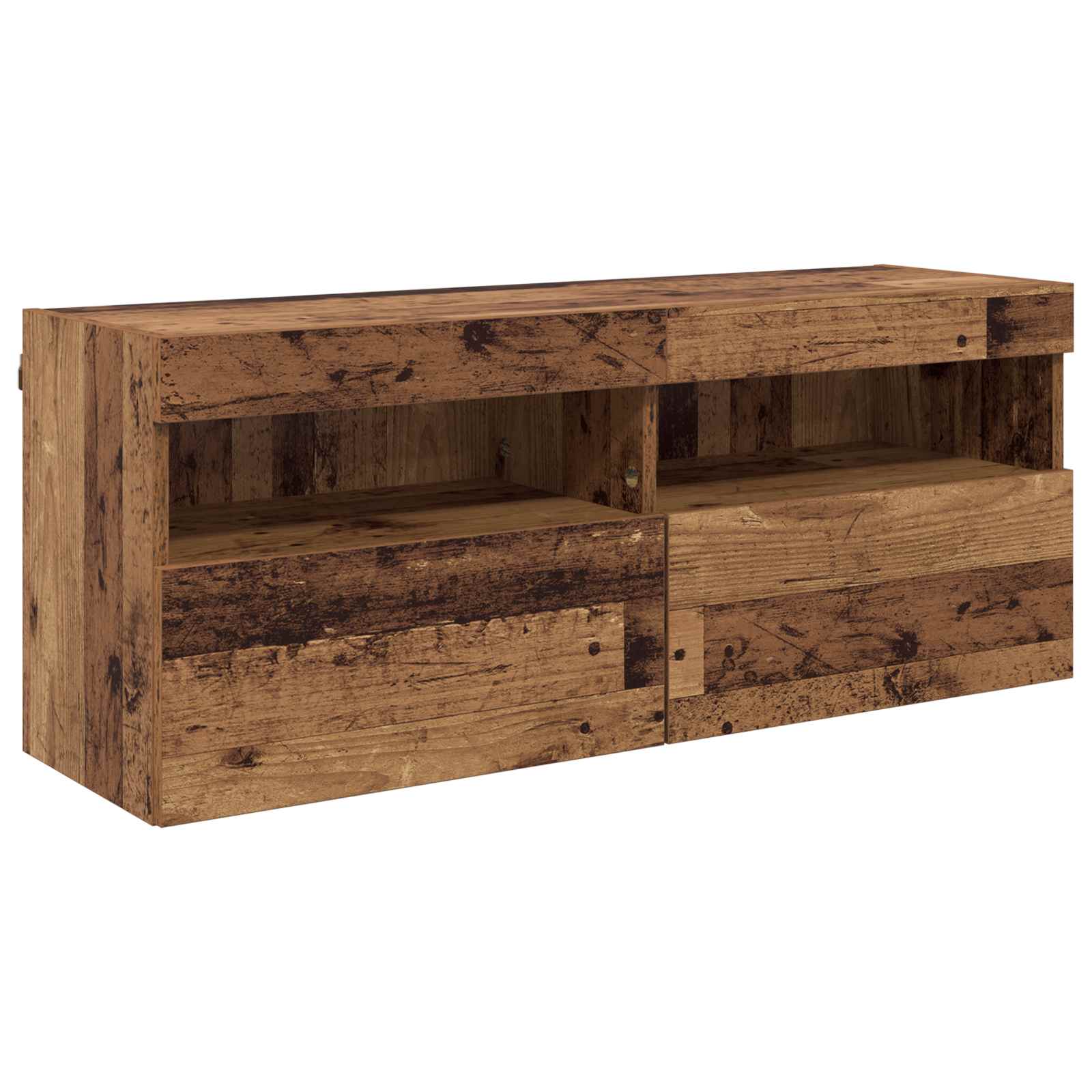 Tv vægskab sæt Vægmonteret 7 pcs Gammelt træ Konstrueret træ