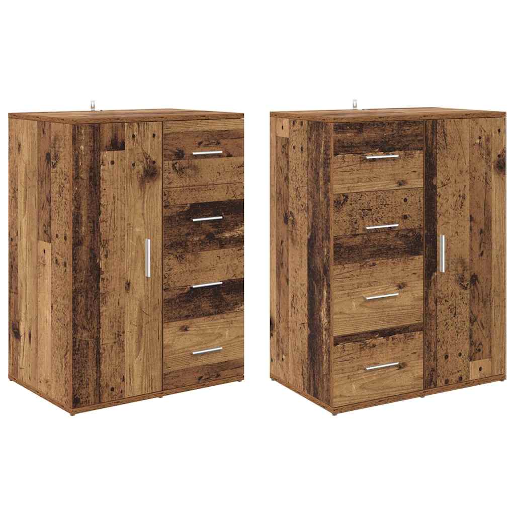 Sideboards med skuffe Corona 2 pcs Gammelt træ 59 x 39 x 80 cm