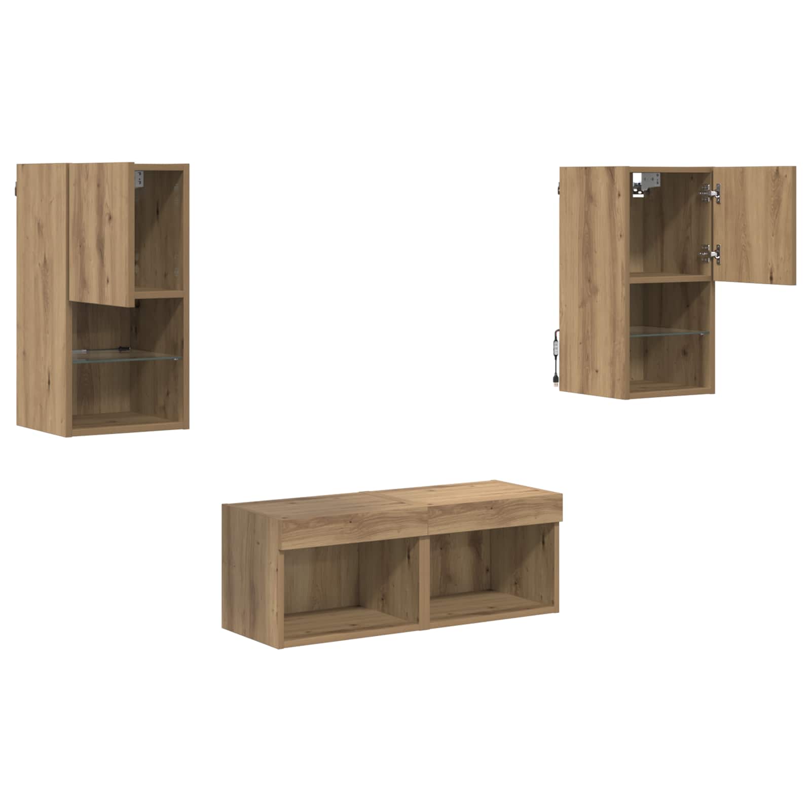 TV Væghylder Vægmonteret 4 pcs Artisan Egetræ Konstrueret træ