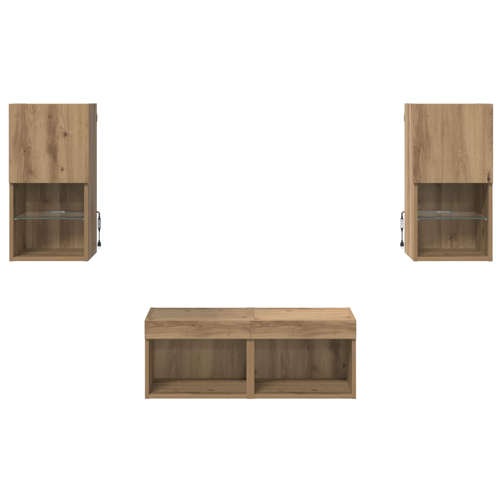 TV Væghylder Vægmonteret 4 pcs Artisan Egetræ Konstrueret træ