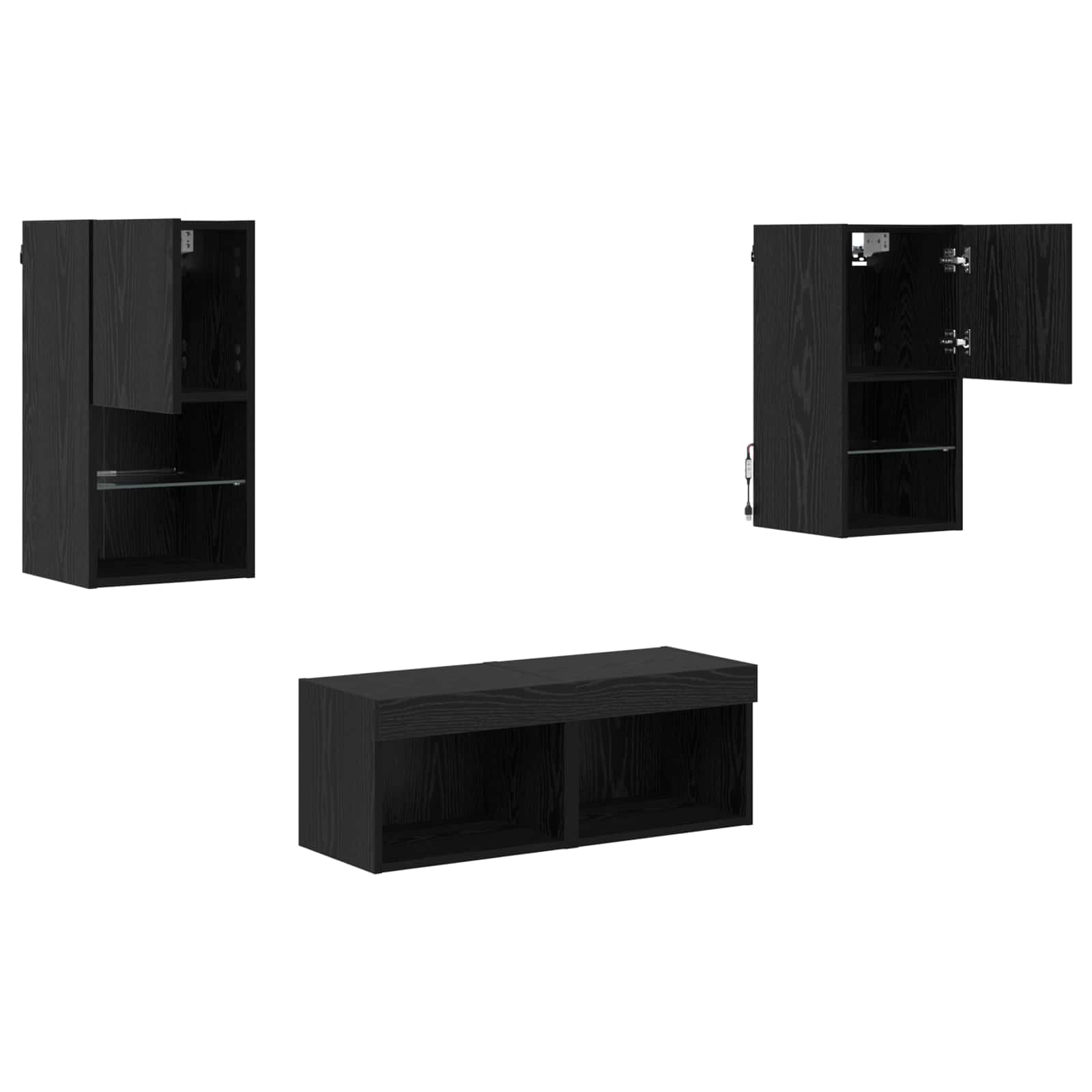 TV Væghylder 4 pcs Sort eg 30,5 x 30 x 60 cm Konstrueret træ