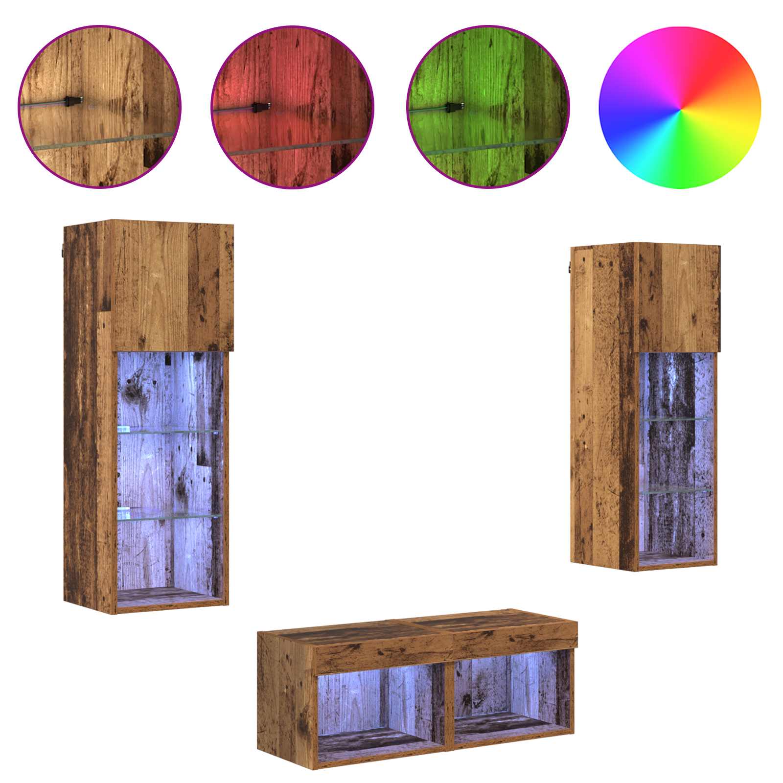 TV Væghylder Vægmonteret 4 pcs Artisan Egetræ 40 x 30 x 30 cm