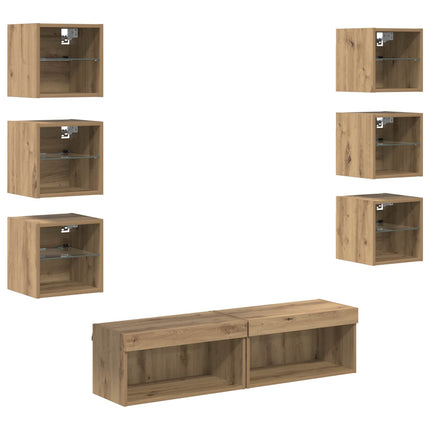 TV-skab 8 pcs Artisan Egetræ Glas