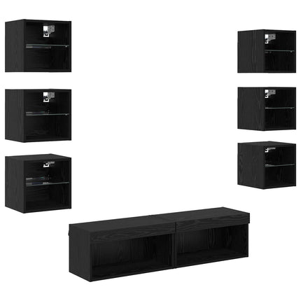 TV-skab 8 stk. Sort eg Glas