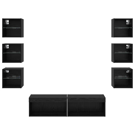TV-skab 8 stk. Sort eg Glas