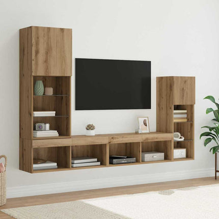 TV Vægmonteringer 4 pcs Artisan Egetræ Konstrueret træ