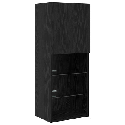TV vægenheder med LED 5 stk. Sort eg 100 x 30 x 30 cm