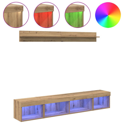 Tv vægskab sæt 5 stk. Artisan Egetræ Konstrueret træ