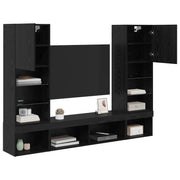 TV vægenheder med LED 5 pcs 40,5 x 30 x 102 cm Sort eg