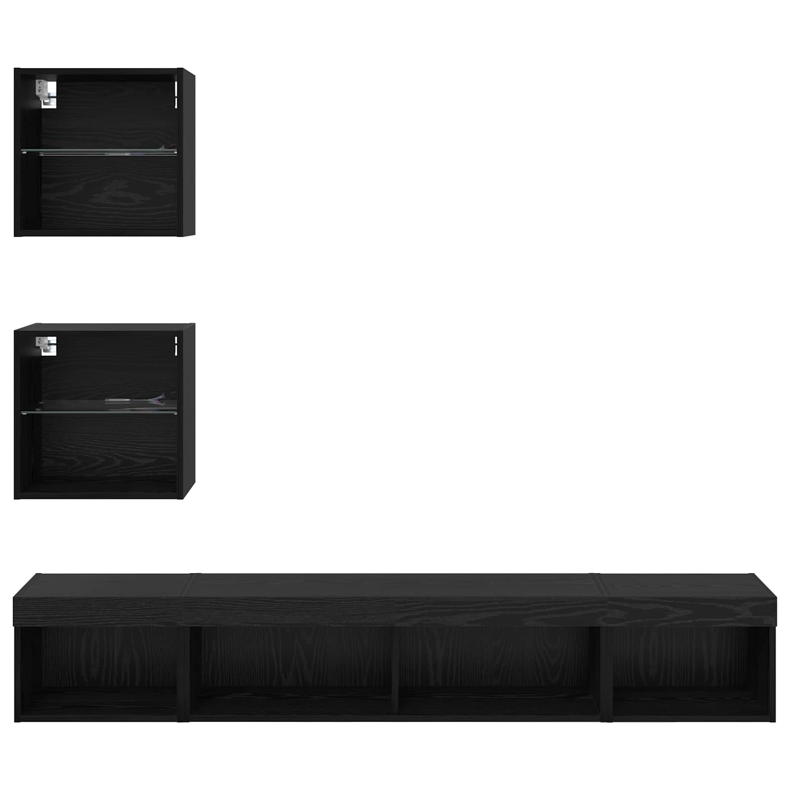 TV vægenheder med LED med LED 5 pcs Sort eg Konstrueret træ