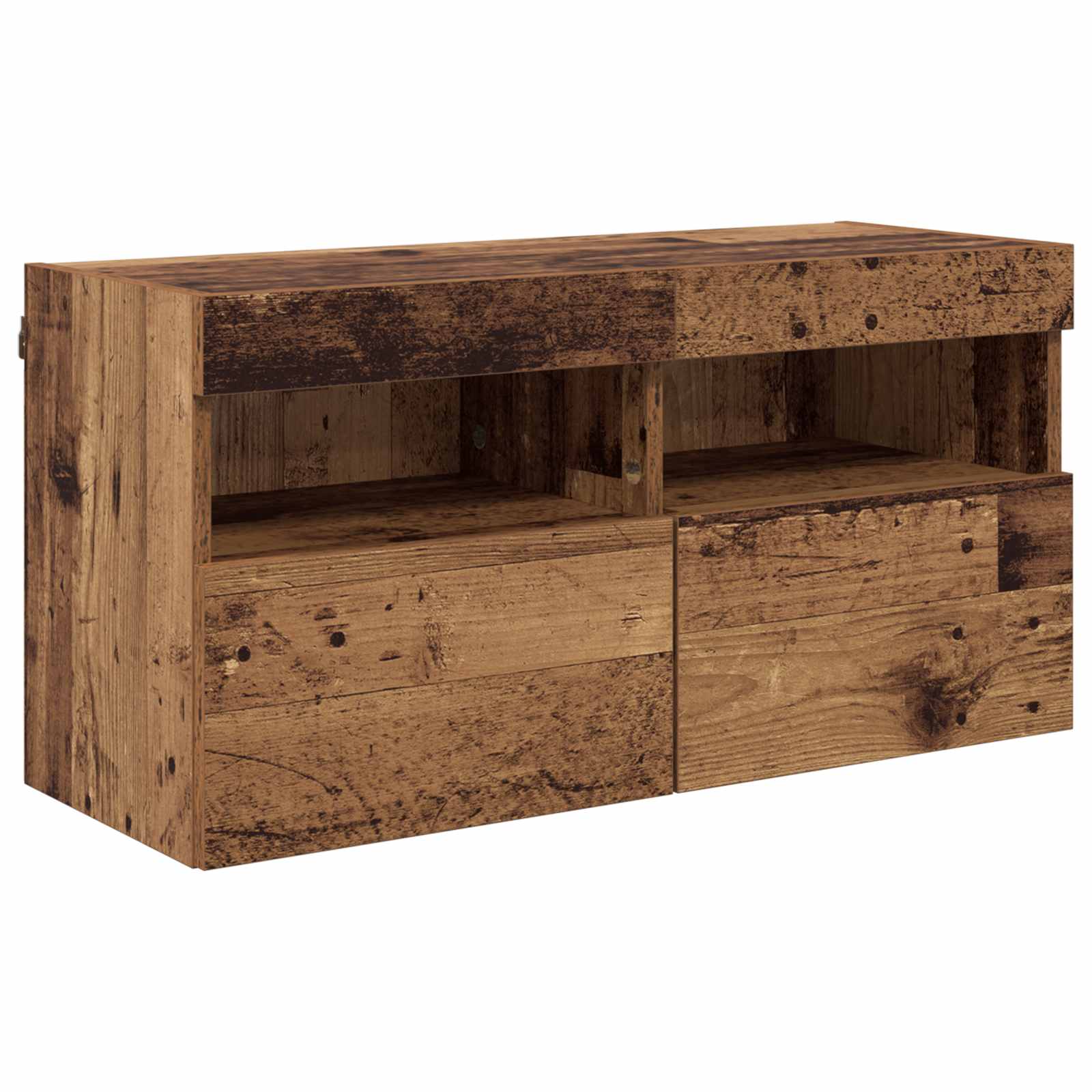 TV vægenheder med LED med LED 5 pcs Gammelt træ 80 x 30 x 40 cm