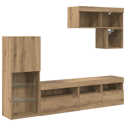 TV Vægmonteringer 6 pcs Artisan Egetræ Konstrueret træ