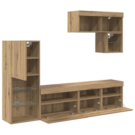 TV Vægmonteringer 6 pcs Artisan Egetræ Konstrueret træ