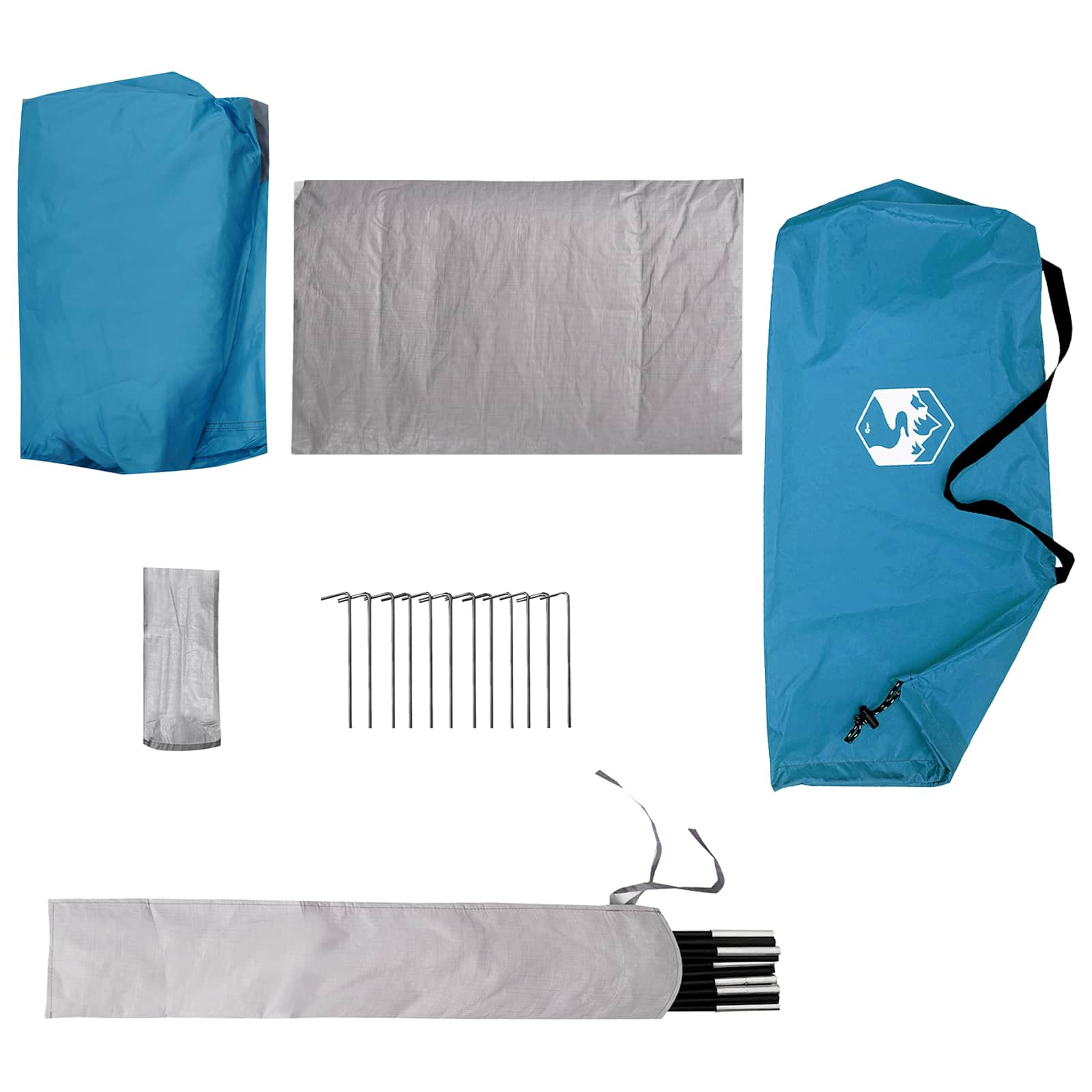 Backpacking Telt Blå 4-personers 185T Polyester med PU Coating