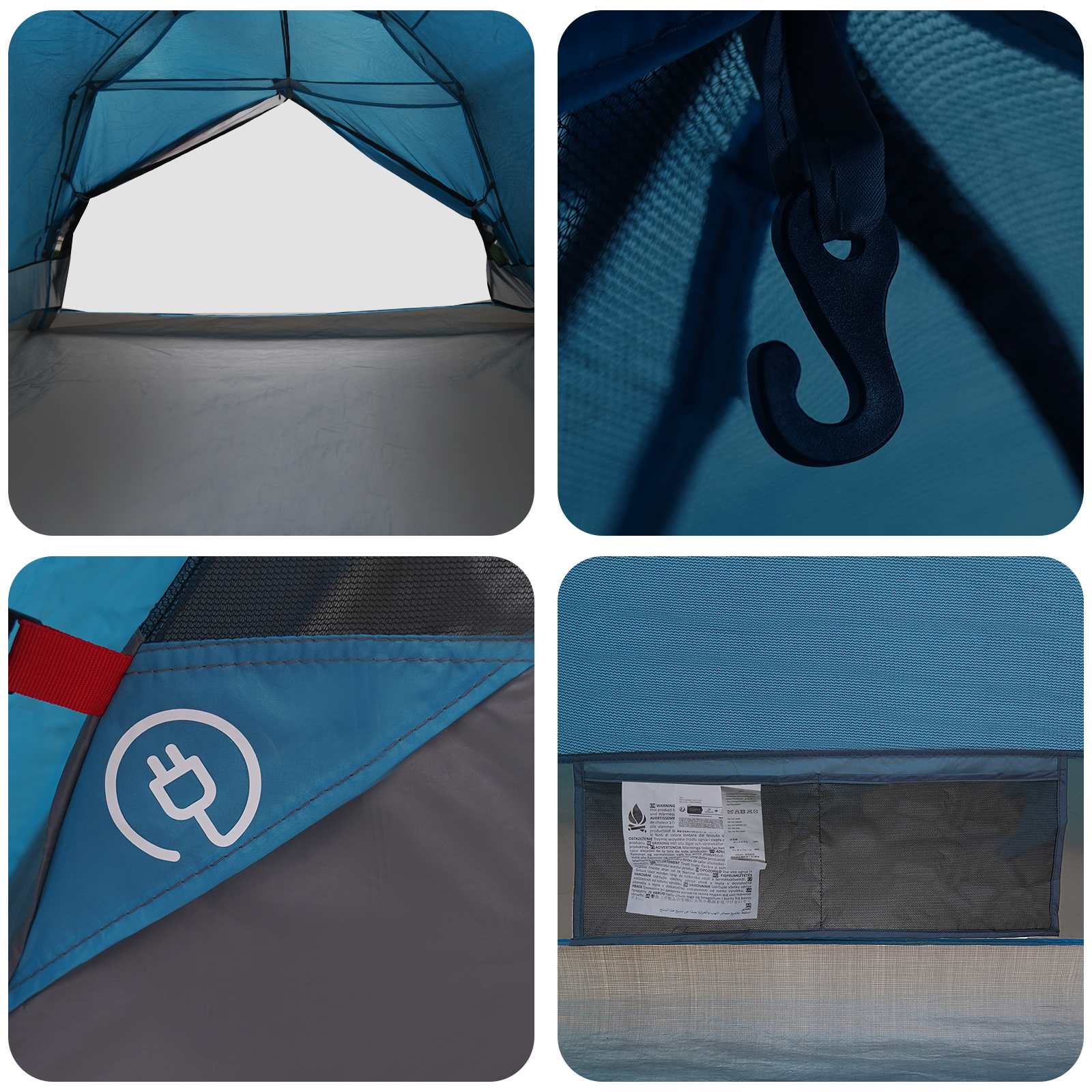 Backpacking Telt Blå 4-personers 185T Polyester med PU Coating
