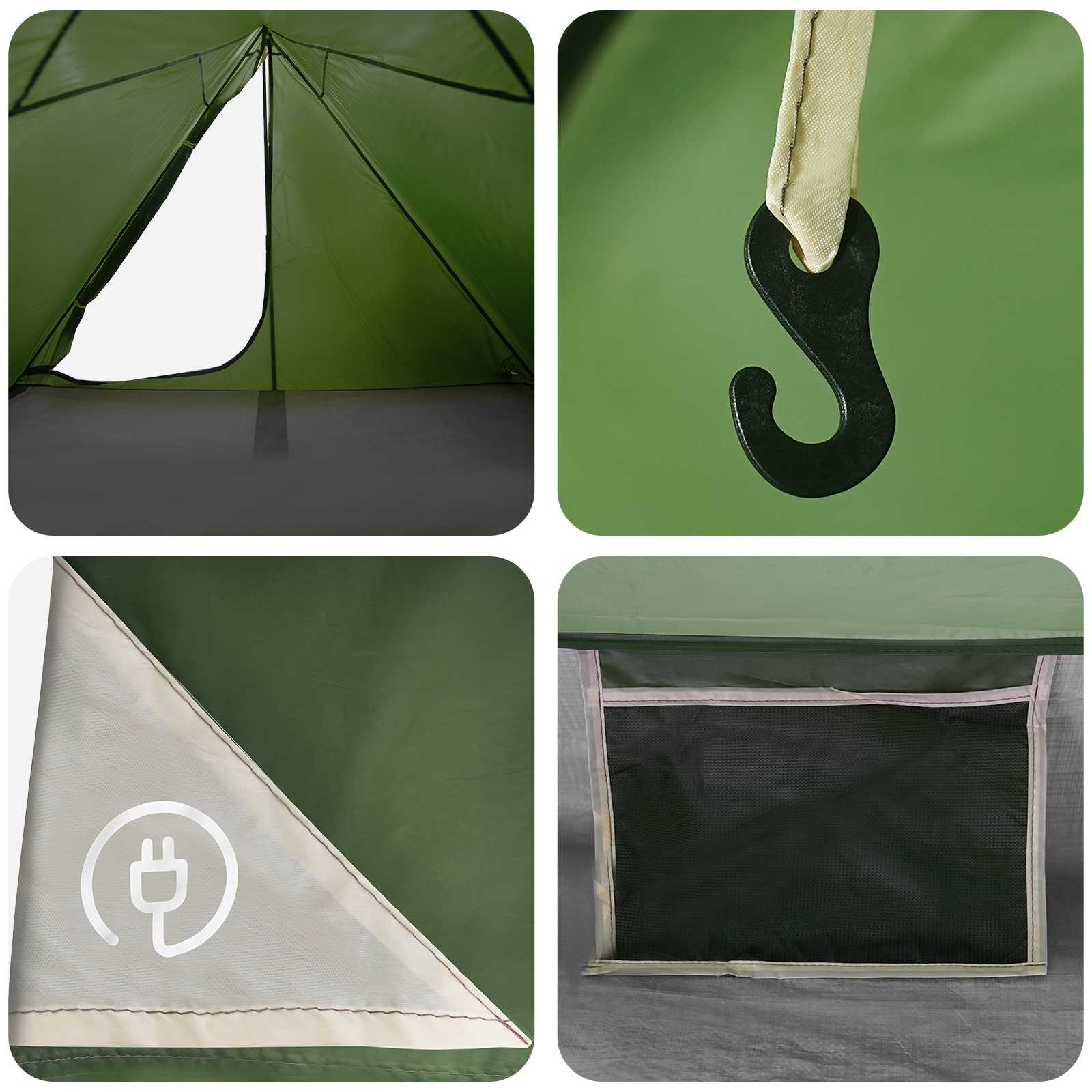 Backpacking Telt Grøn 4-personers 185T Polyester med PU Coating