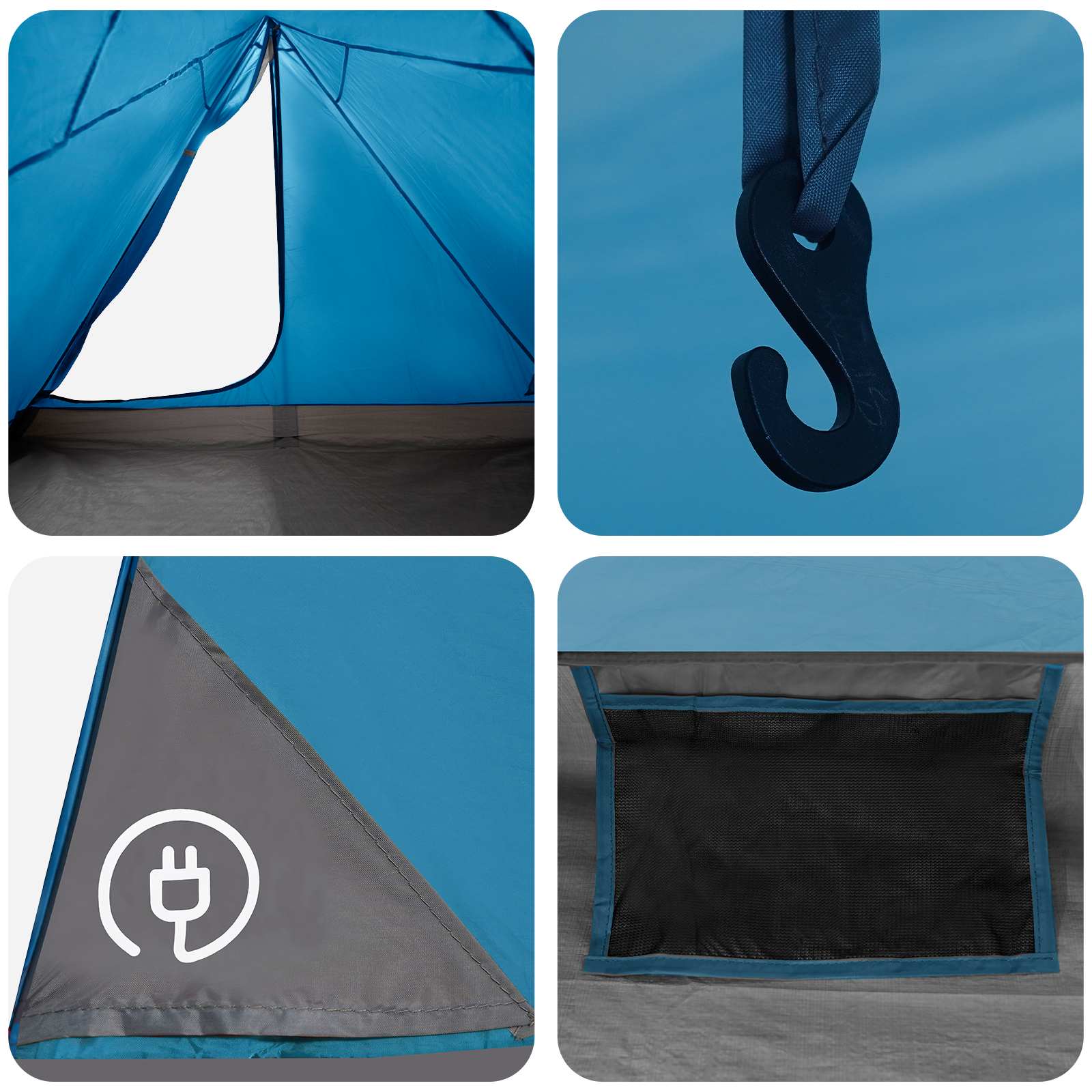 Backpacking Telt Blå 4-personers 185T Polyester med PU Coating