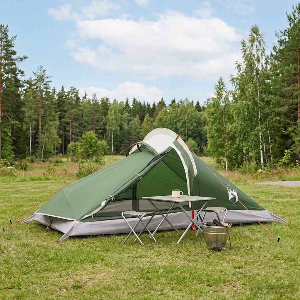 vidaXL Backpacking Telt 4-personers Grøn 185T Polyester med PU Coating