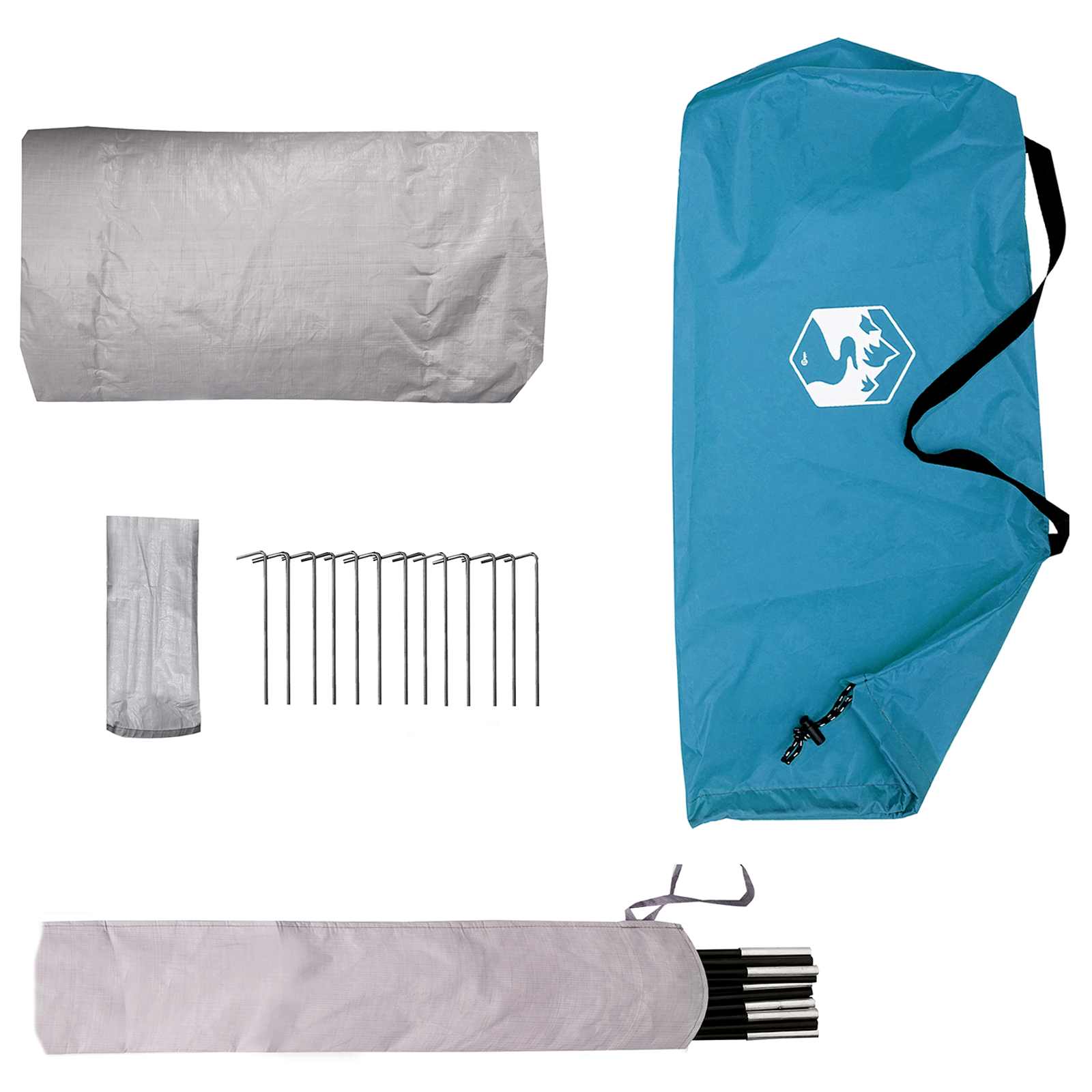 Backpacking Telt Blå 4-personers 185T Polyester med PU Coating