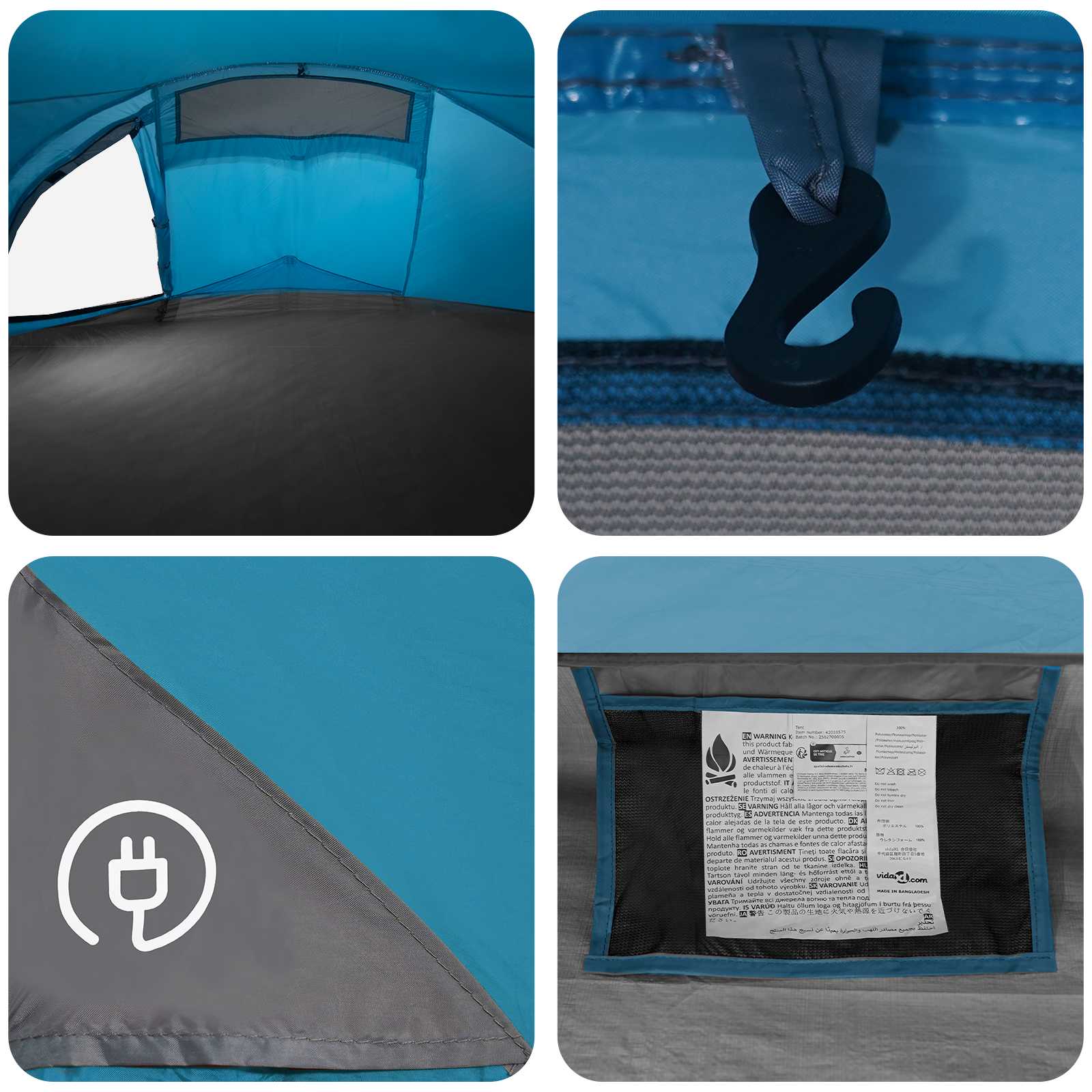 Backpacking Telt Blå 2-personers 185T Polyester med PU Coating
