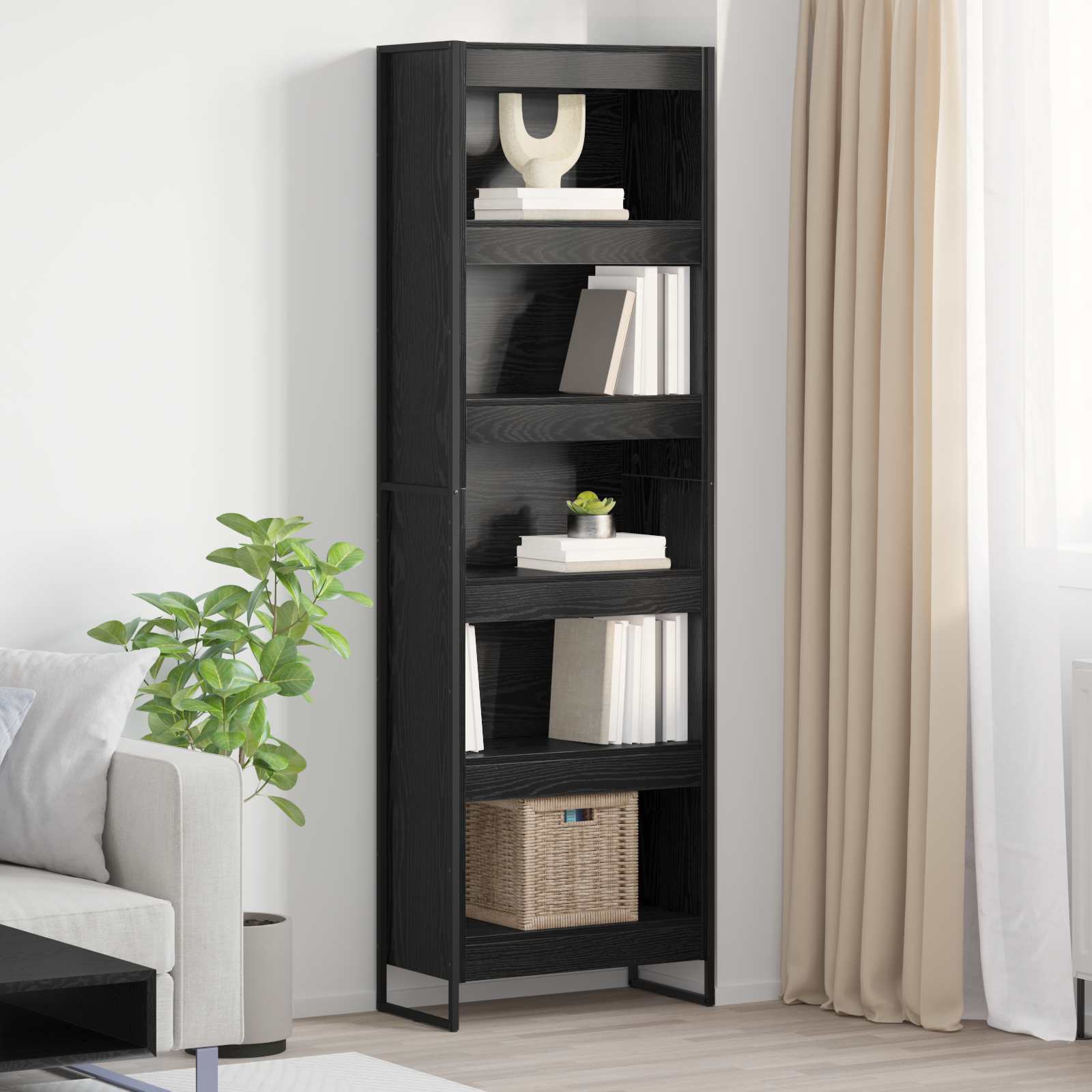 Bogskab - 2 stk i sort eg, 60 × 30 × 189,5 cm, konstrueret træ