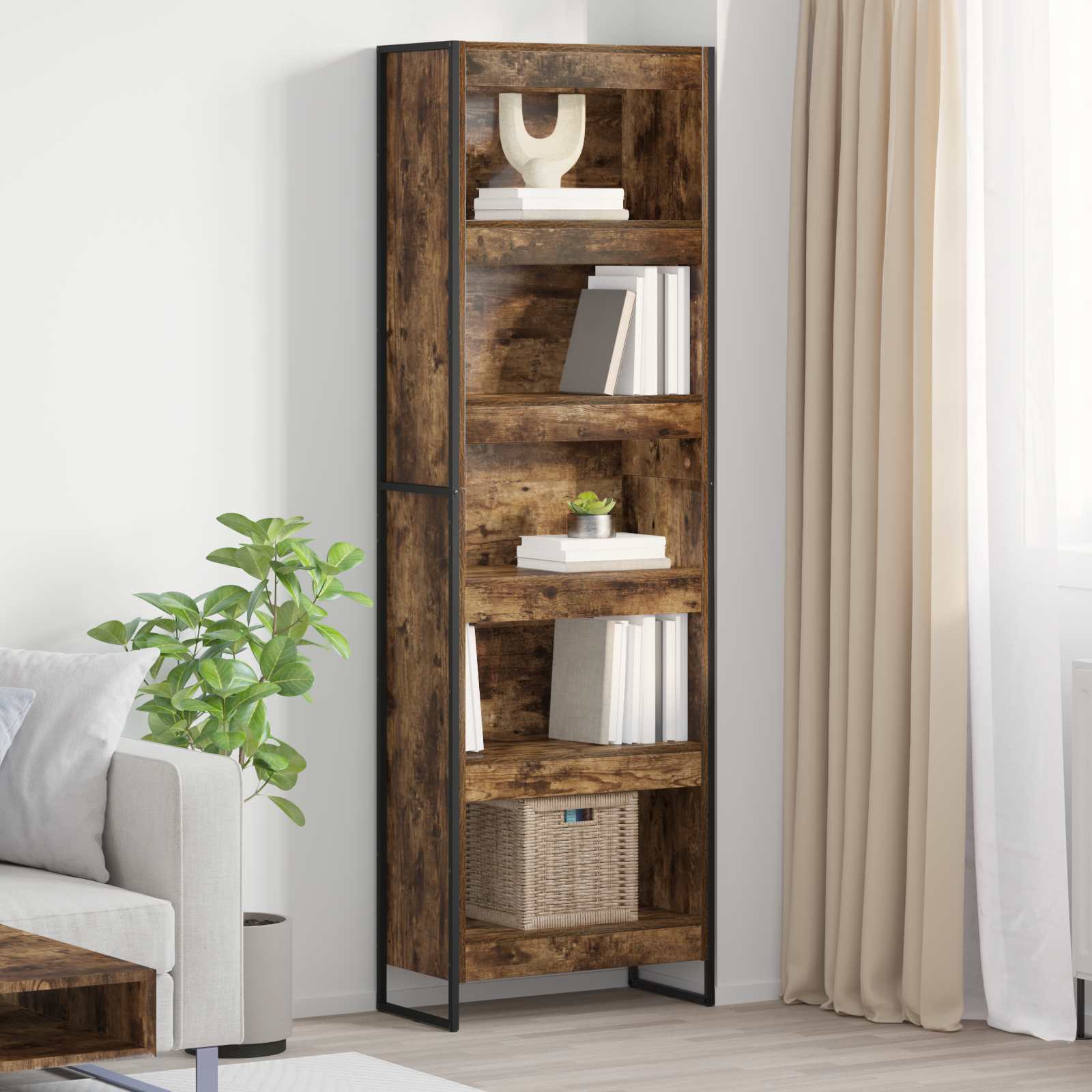 Bogskab/bogreol 2 stk - røget eg, konstrueret træ, 60 × 30 × 189,5 cm