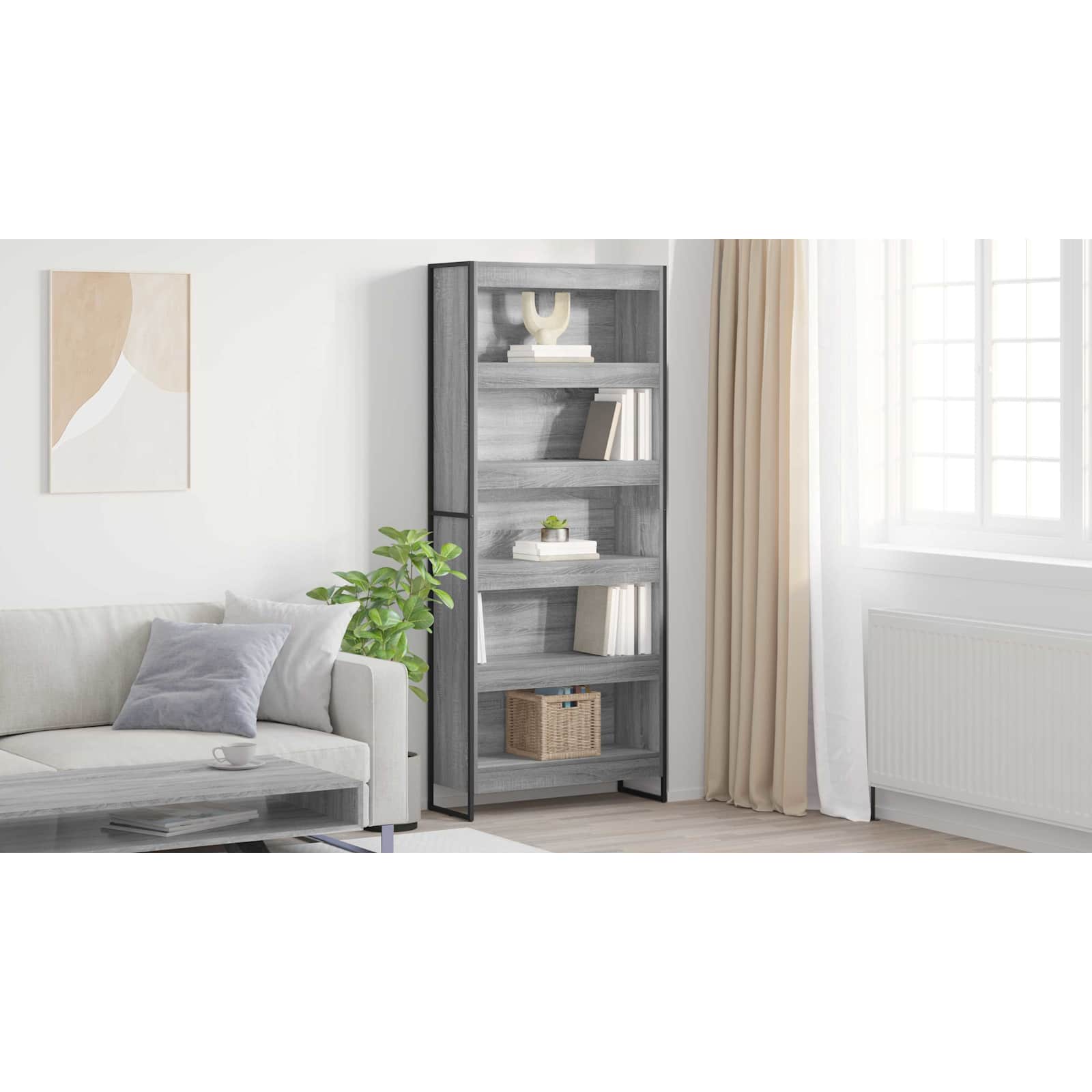 Bogskab 2 pcs Grå Sonoma 80 x 30 x 189,5 cm Konstrueret træ