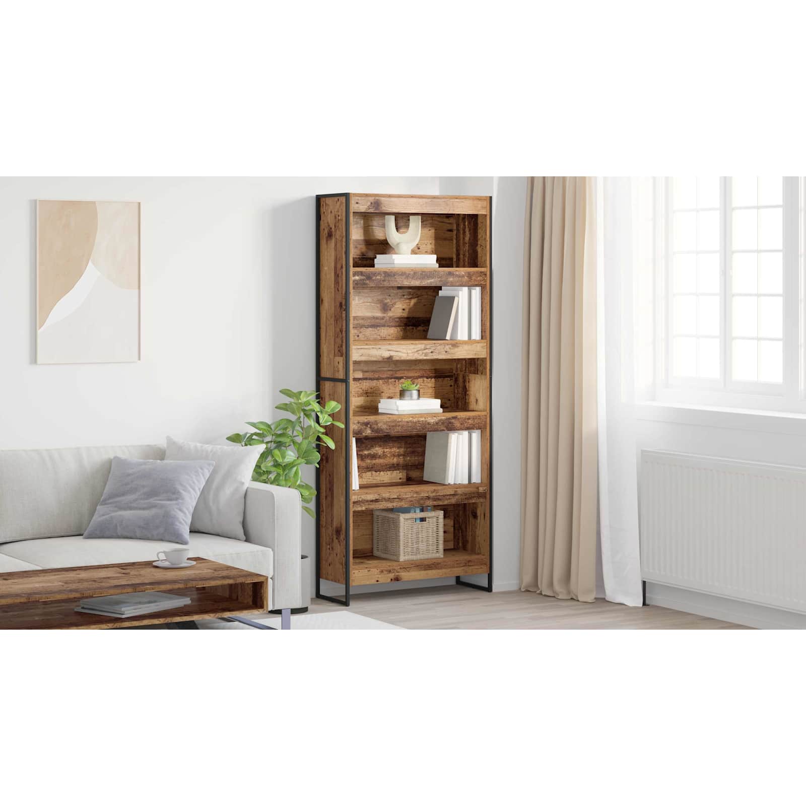 Bogskab 2 pcs Gammelt træ 80 x 30 x 189,5 cm Konstrueret træ