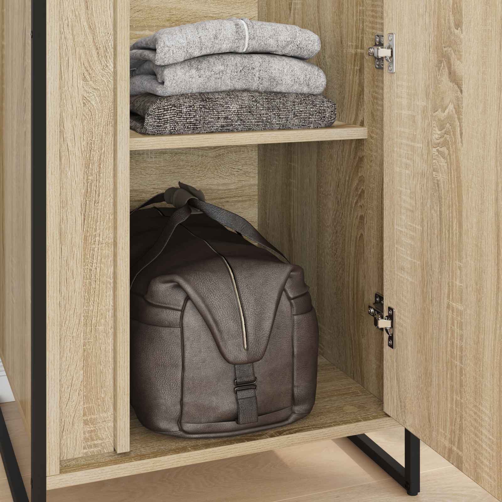 Warderobe med dør 2 pcs Sonoma 50 x 50 x 200 cm Konstrueret træ