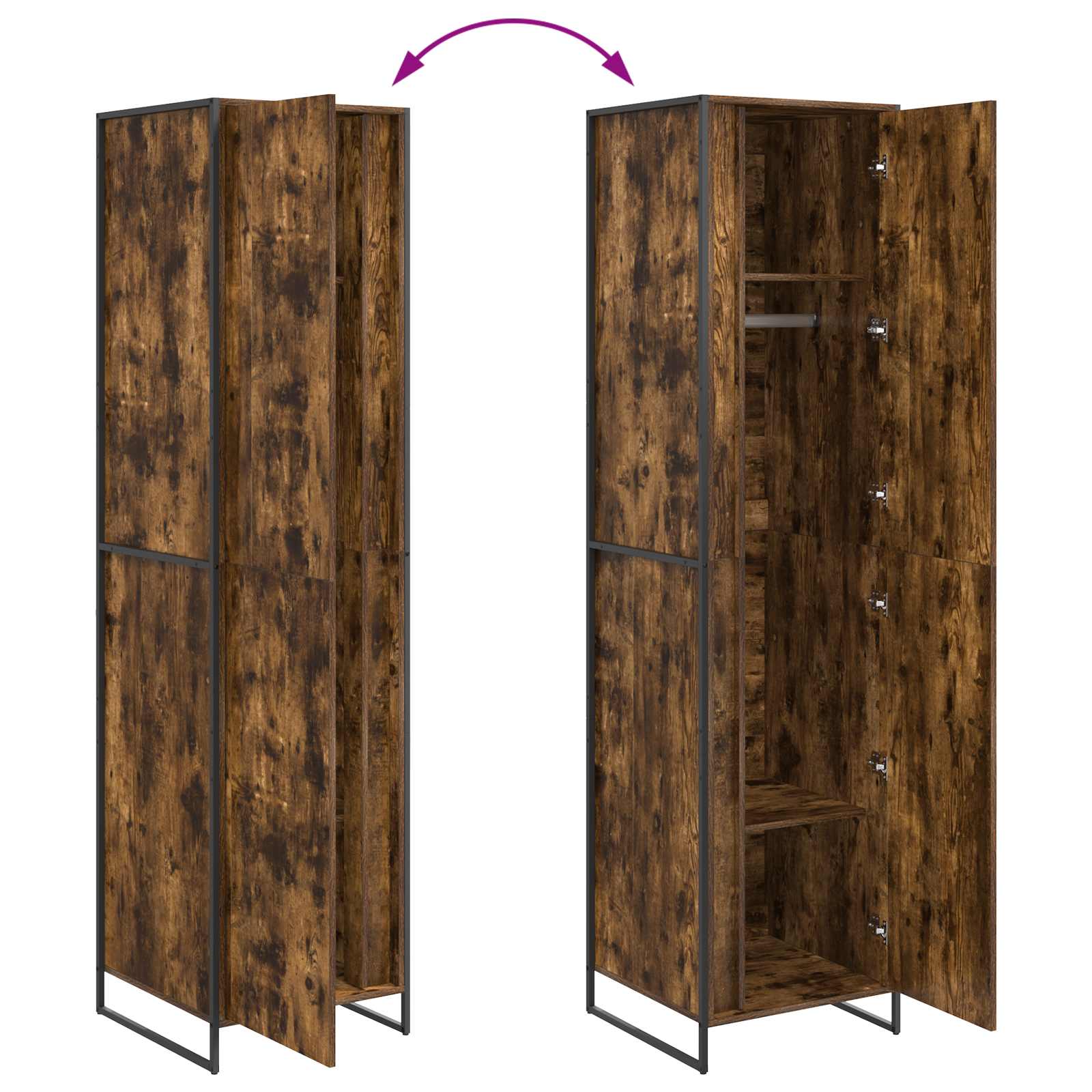 Warderobe 2 pcs Røget Eg 50 x 50 x 200 cm Konstrueret træ