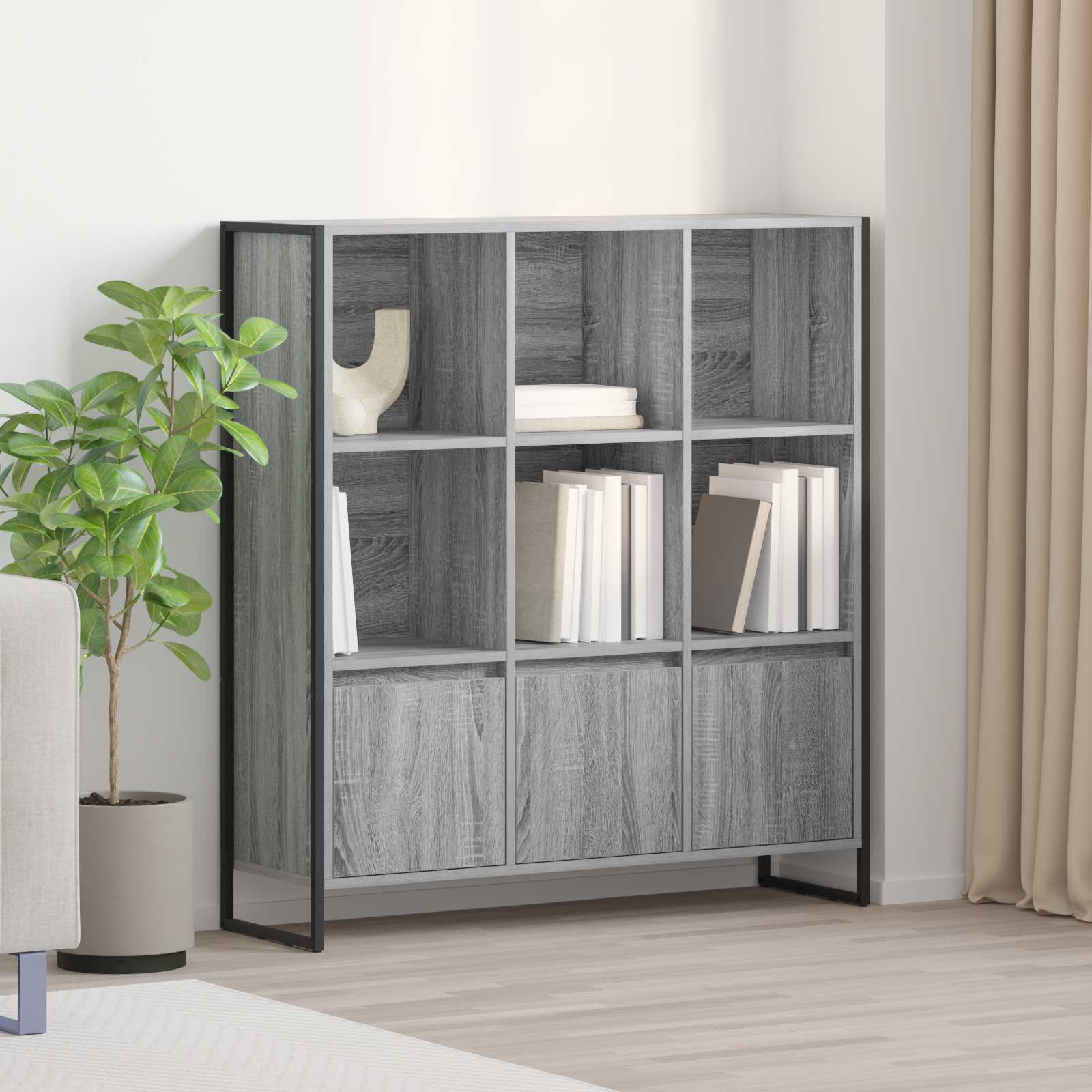 Bogskab - 2 stk i grå sonoma, 99,5 × 30 × 108 cm, konstrueret træ