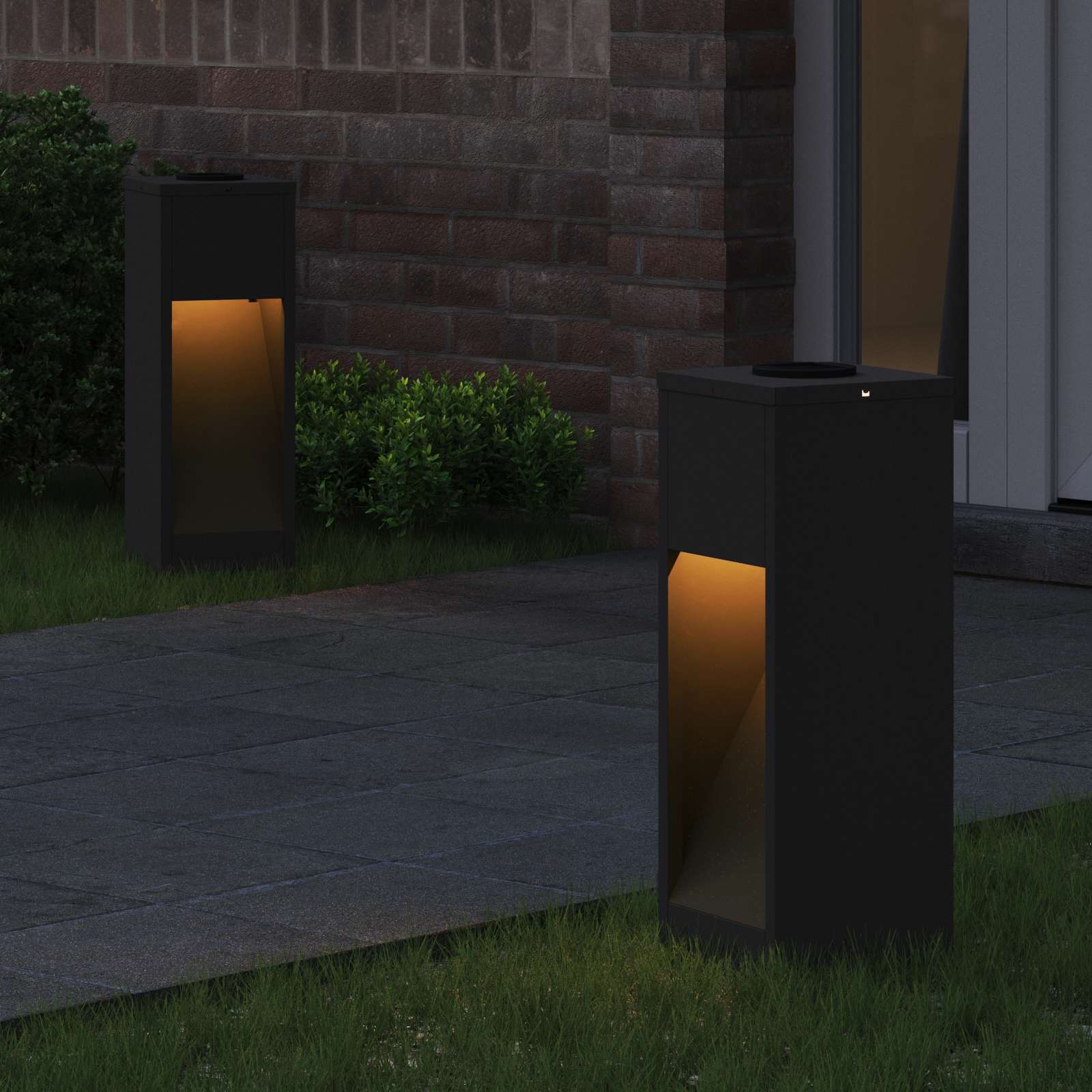 Solar Led Sti Lys 2 pcs Sort Koldvalset Stål