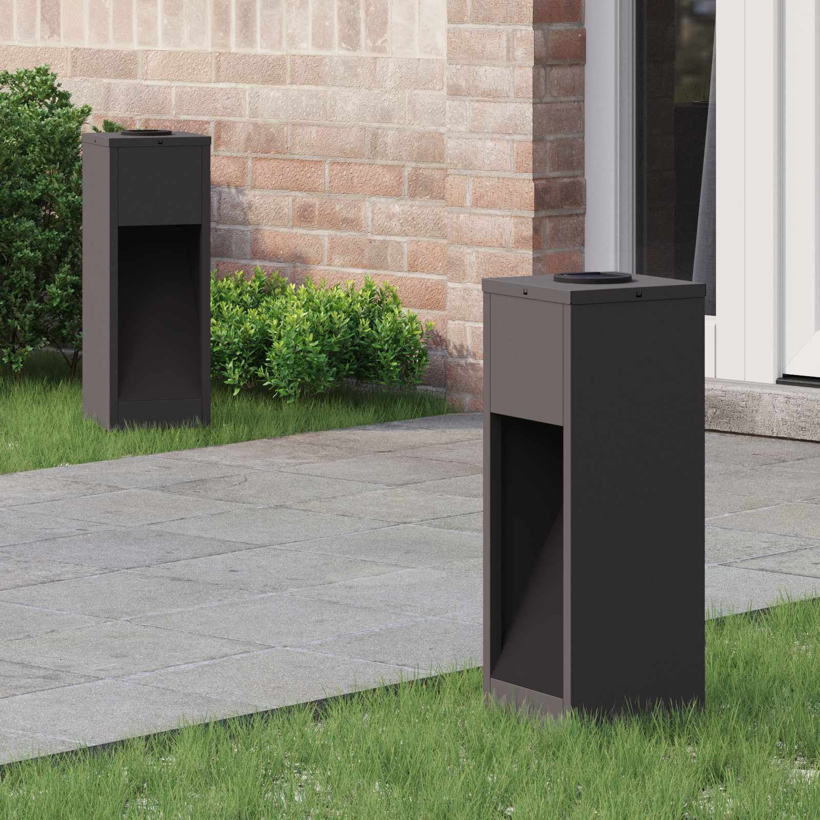 Solar Led Sti Lys 2 pcs Sort Koldvalset Stål