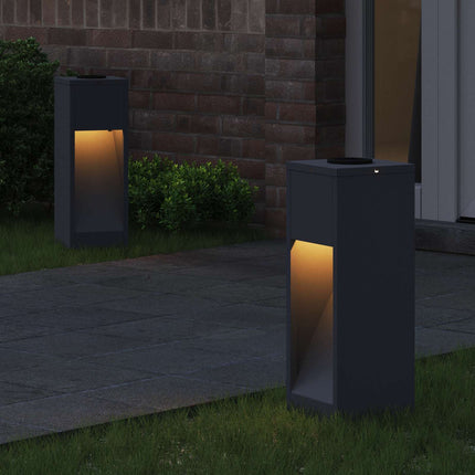Solar Led Sti Lys 2 pcs Antracit Koldvalset Stål