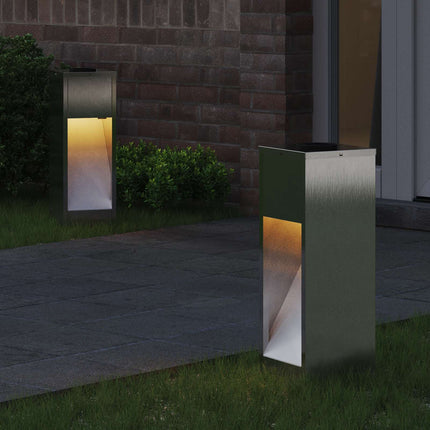Solar Led Sti Lys 2 pcs Sølv Rustfrit stål