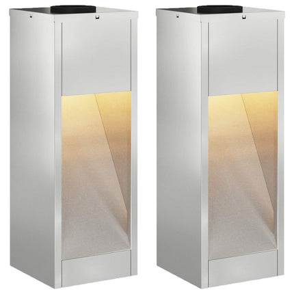Solar Led Sti Lys med batteridrevne lys 2 pcs Sølv Galvaniseret