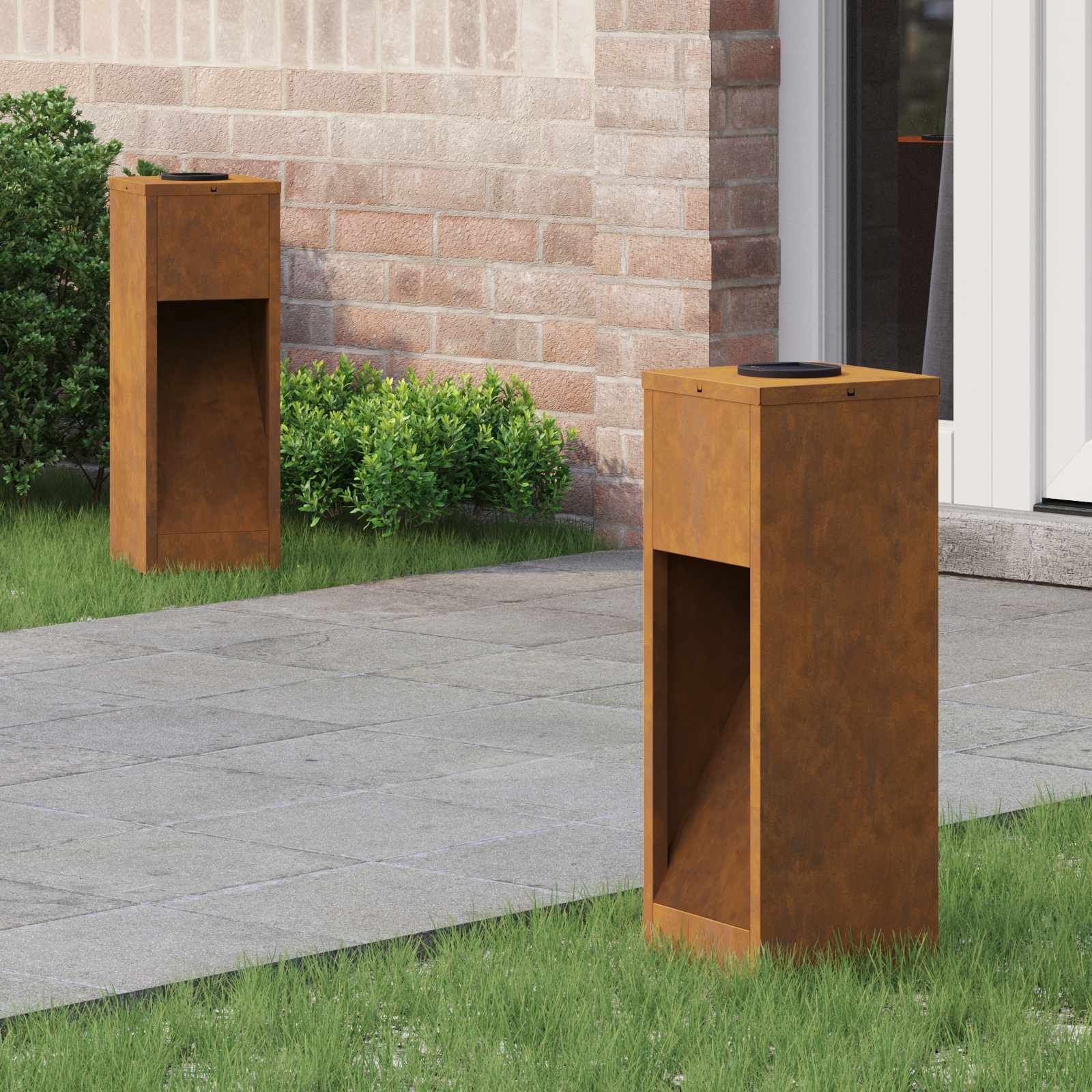 Solar Led Sti Lys med batteridrevne lys 2 pcs Bronze Cortenstål