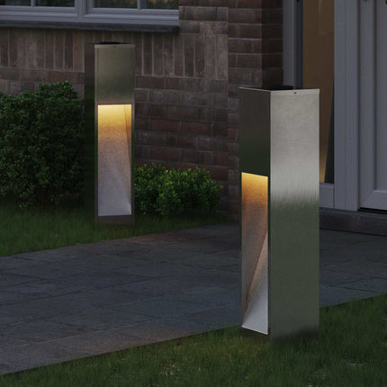 Solar Led Sti Lys 2 pcs Sølv Rustfrit stål