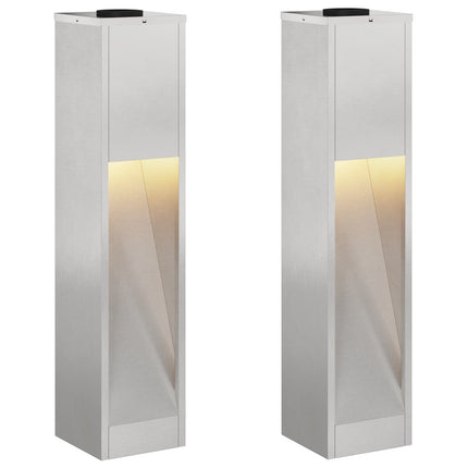 Solar Led Sti Lys 2 pcs Sølv Rustfrit stål