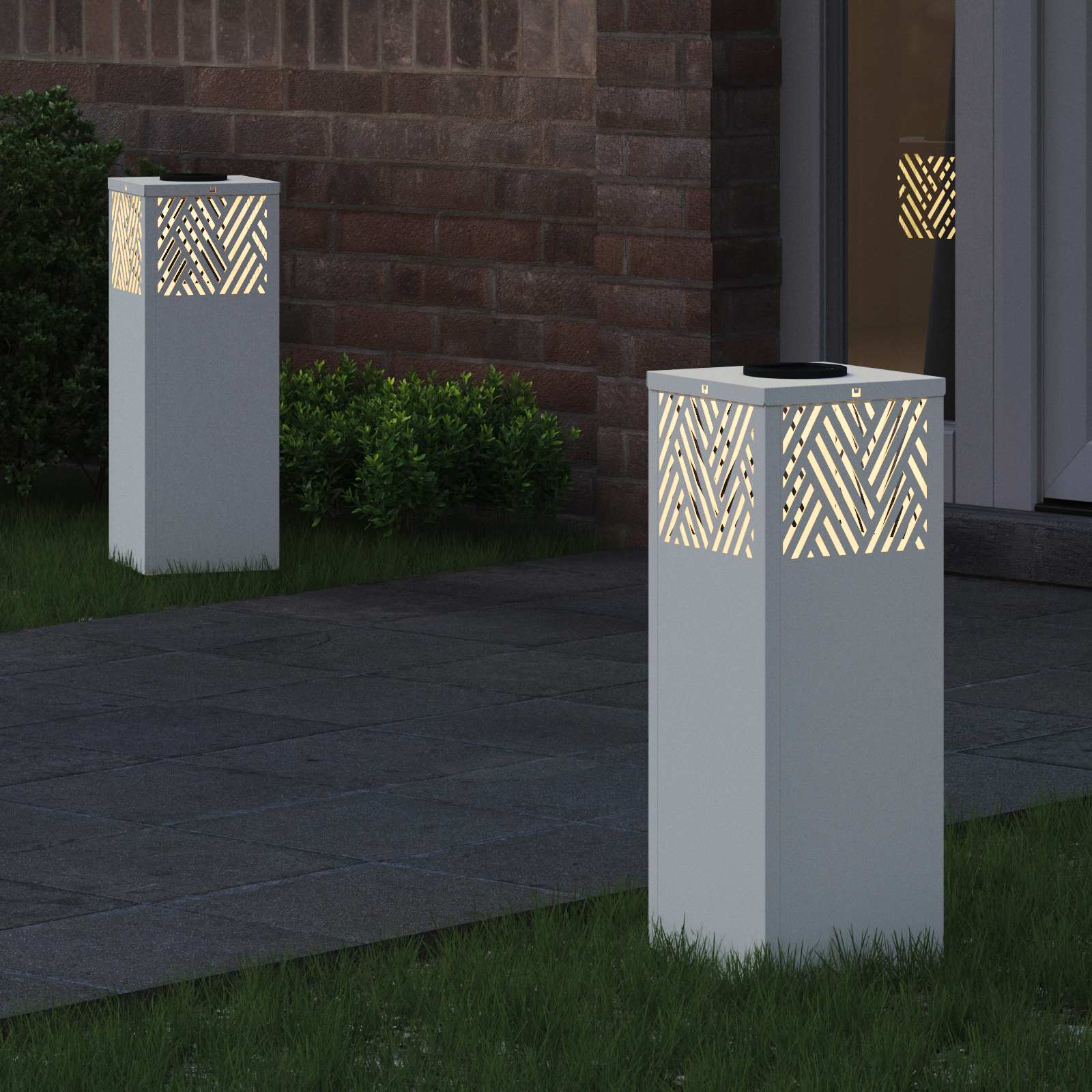 Solar LED sti lys 2 pcs Hvid Koldvalset Stål