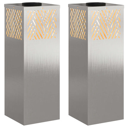 Solar LED sti lys 2 pcs Sølv Rustfrit stål
