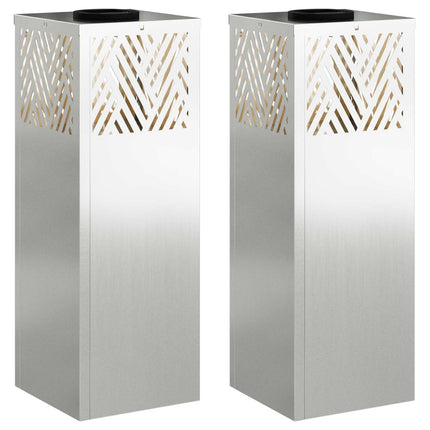 Solar LED sti lys med batteridrevne lys 2 pcs Sølv Galvaniseret