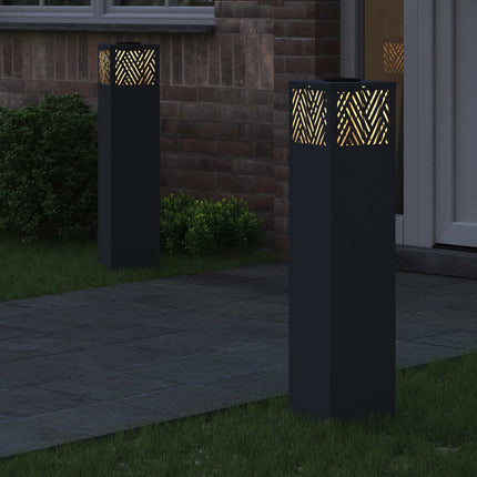Solar LED sti lys 2 pcs Antracit Koldvalset Stål