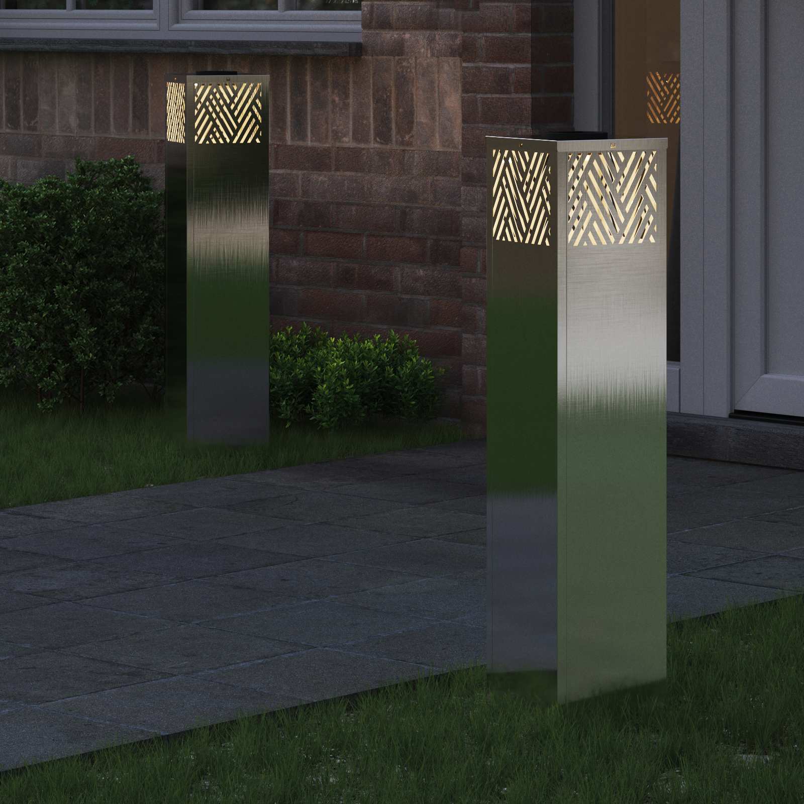 Solar LED sti lys 2 pcs Sølv Rustfrit stål