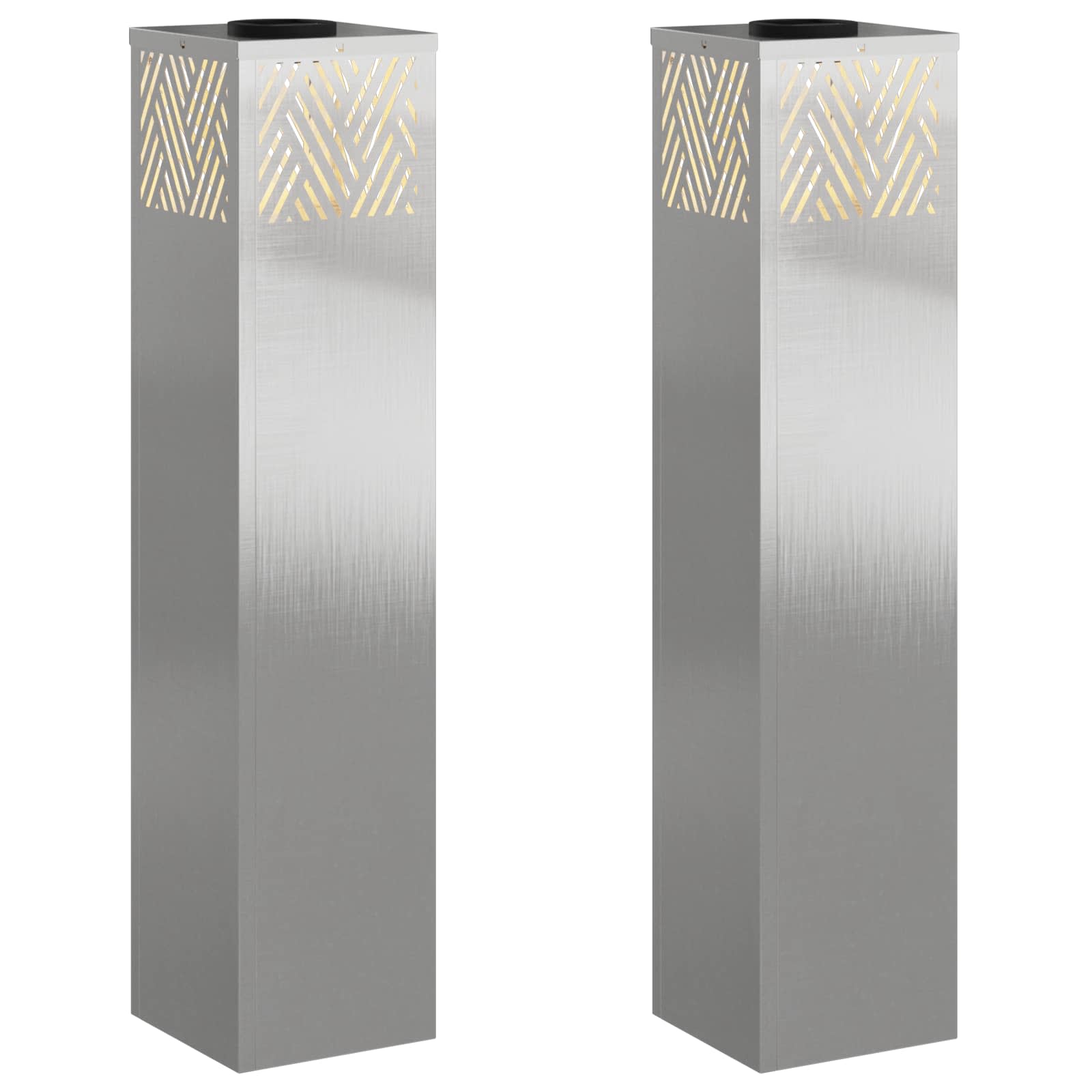 Solar LED sti lys 2 pcs Sølv Rustfrit stål