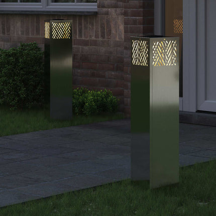 Solar LED sti lys med batteridrevne lys 2 pcs Sølv Galvaniseret