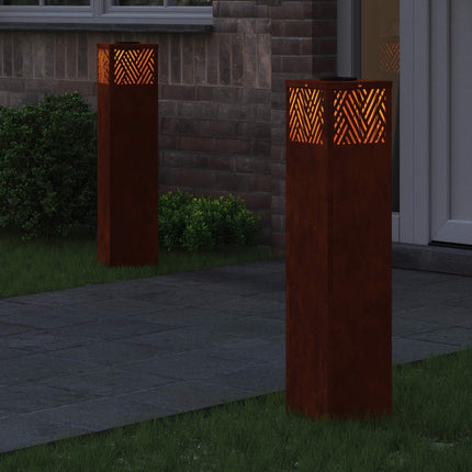 Solar LED sti lys med batteridrevne lys 2 pcs Bronze Cortenstål