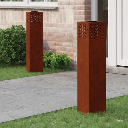 Solar LED sti lys med batteridrevne lys 2 pcs Bronze Cortenstål