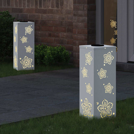Solar LED sti lys 2 pcs Hvid Koldvalset Stål